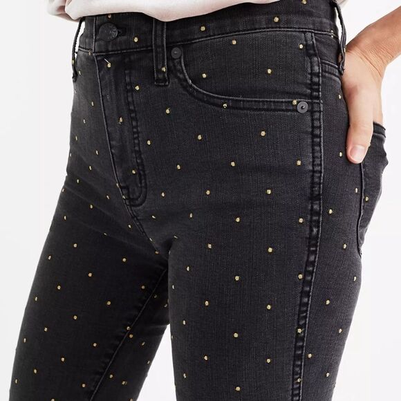 MADEWELL METALLIC DOT 10 INCH HIGH RISE SKINNY JEANS - Picture 2 of 8